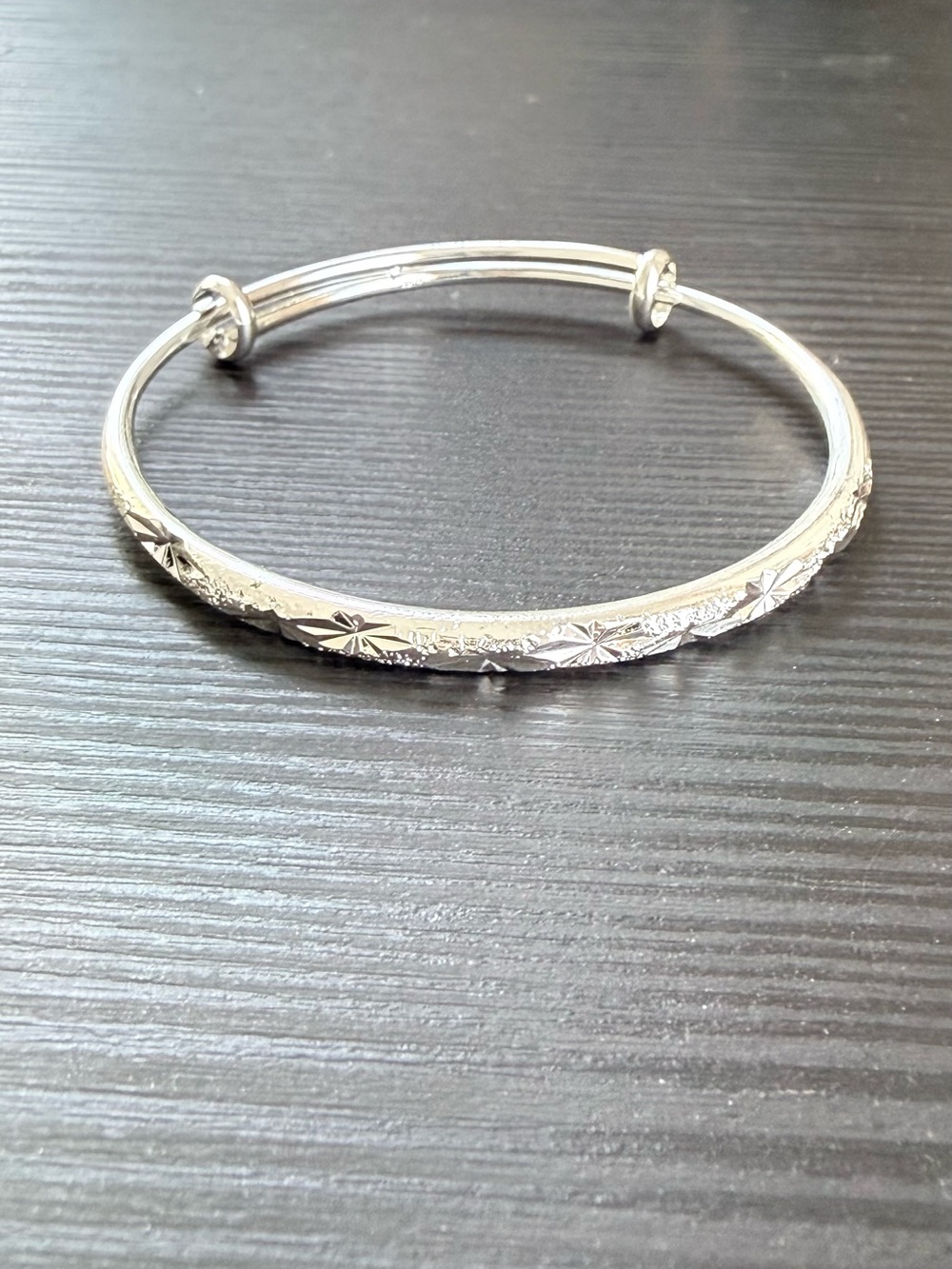 925 Sterling Silver Floral Engraved Expandable Bangle